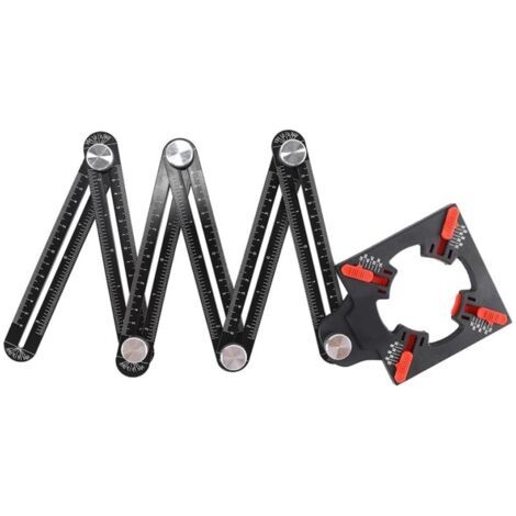 BUNTHAUS Règle de Mesure MultiAngles en Alliage d'aluminium, gabarit de perçage de carrelage à 6 Faces avec localisateur de poinçon pour Le Travail du Bois. (1/4)