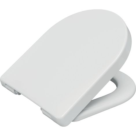 Siamp – Abattant WC rectangulaire blanc – Résine thermodurcissable inrayable – Charnières inox – Montage express avec chevilles autobloquantes (1/4)