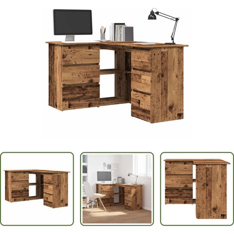 Holzwerkstoff -  Eckschreibtisch Altholz-Optik 145x100x76 cm Holzwerkstoff (1/5)