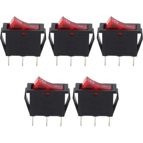 (R) AC 16A/250V 20A/125V rouge Illumine On Off SPST Bateau interrupteur a bascule x 5 Pcs (1/4)