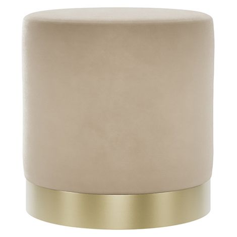 Lara Small Pouffe - Velvet/Metal - L41.5 x W41.5 x H44 cm - Beige/Gold Brushed (1/2)