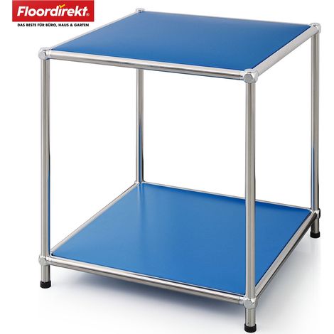 Metallregal Concept Epure MK-012 Offenes Beistell- & Aufbewahrungsregal mit 2 Ablagen Blau