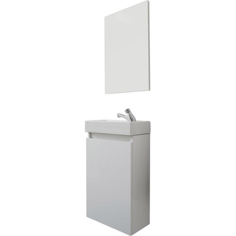 trendteam smart living Set da Bagno 2 Pezzi con lavabo, Legno Vetro Float, Bianco, ohne Beleuchtung (1/5)