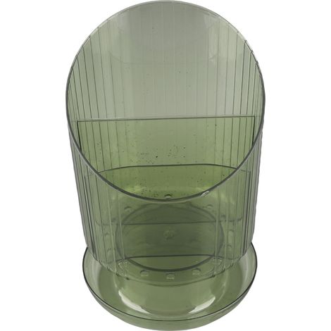 Organisateur de pinceaux de maquillage en plastique transparent rond, pot de rangement pour pinceaux, stylos et crayons, vert, taille unique (1/5)