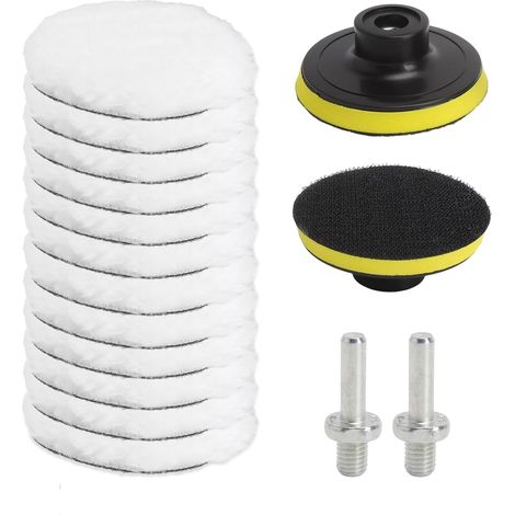 Jeu de 16 Accessoires de Polissage 80mm Comprenant des Disques de Polissage des Tampons de Polissage pour Perceuse et un Adaptateur de Perceuse M10 pour le Polissage le Meulage et le Cirage (1/5)