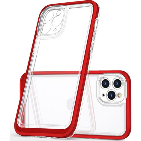 Custodia trasparente 3 in 1 per iPhone 13 Pro, cover in gel con cornice rossa (1/5)