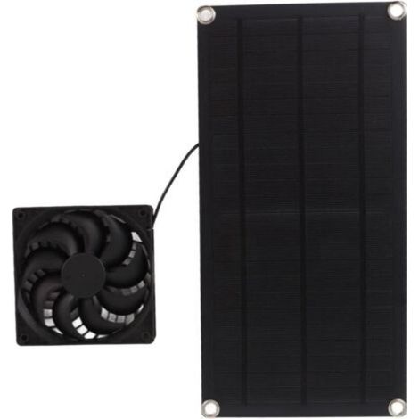 Kit de ventilador solar, 10W 12V IP65, resistente al agua, portátil, silicona monocristalina, mini ventilador extractor, plug and play para gallineros, autocaravanas e invernaderos. (1/5)