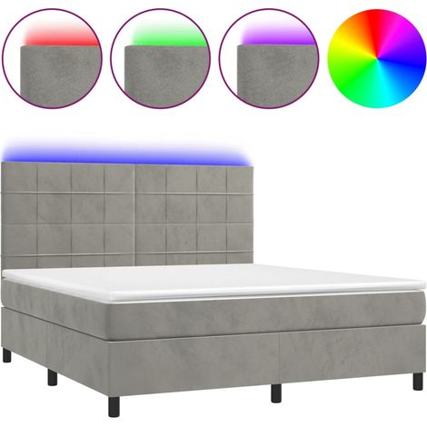 Maison Exclusive - Boxspringbett mit Matratze & LED Hellgrau 160x