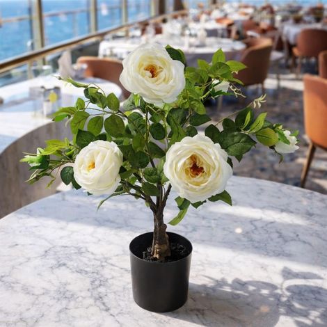 70cm White Camellia Rose Plant Artificial - Premium Quality (1/5)