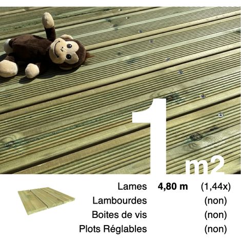 Planches de terrasse Pin autoclave Vert pour 1 m² • Longueur 4,8 m