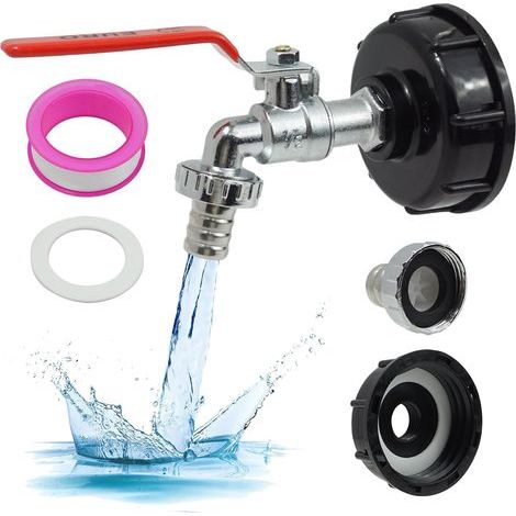 Robinet 1/2 pour Cuve 1000L, Compatible avec IBC, Adaptateur avec Raccord de Tuyau en Alliage et Soupape de Sécurité, Idéal pour Réservoirs, Systèmes d'Irrigation et Collecteurs d'Eau de Pluie (1/5)