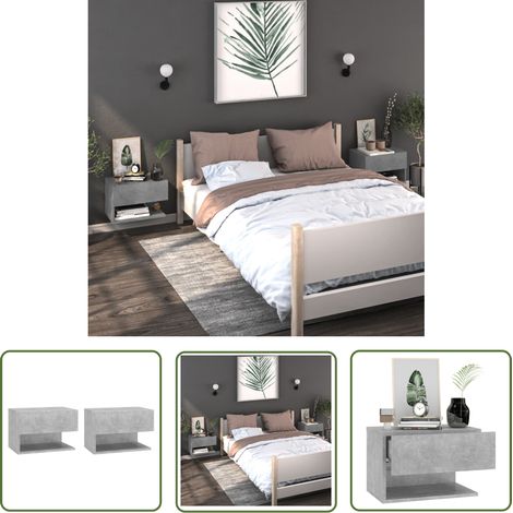 The Living Store Wand-Nachttische 2 Stk. Betongrau - Wand-Nachttisch - Beton Grau - Wohnzimmer Deko - Regal - Möbel (1/5)