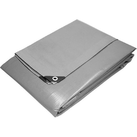TELONE OCCHIELLATO 10X10 MT - tipo Extra pesante 260GR/mq - Rinforzato telo argento