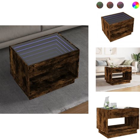 Couchtisch mit Infinity-LED Räuchereiche 70x50x50 cm - Couchtisch - Couchtische - Beistelltisch - Sofatisch (1/5)
