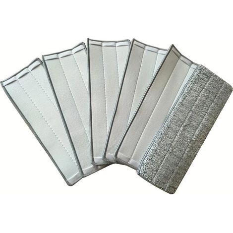 Confezione da 15 testine di ricambio in microfibra per mocio domestico. Testina piatta e striscia adesiva. (1/5)