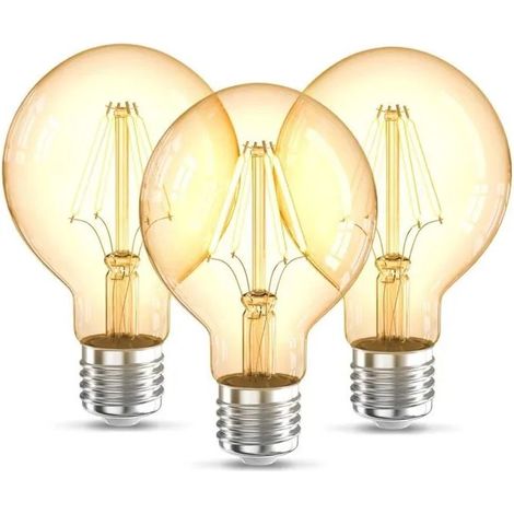 Set mit 3 Vintage-Edison-LED-Glühbirnen G80 I E27, 4 W, warmweiß 2200 K, 320 lm Lichtstärke, Retro-Glühbirne (1/5)