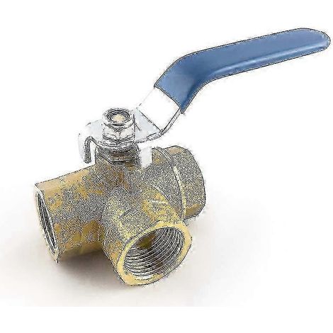 Vanne à bille 3 voies en L avec poignée à levier, filetage femelle NPT 3/4", en laiton forgé durable (1/5)