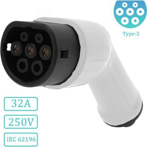 Cable de carga para vehículos eléctricos EV +, enchufe tipo 2 IEC 62196, enchufe de repuesto para cargador de vehículo eléctrico, 32 A, protección IP44, UE 250 V