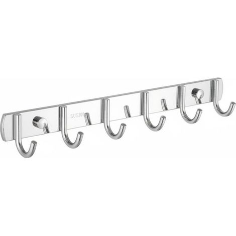 Stainless Steel Wall Hooks, Coat Rack, Hanging Rail, Storage Rack, 304 Stainless Steel, Corrosion Resistant, Drill and Screw Installation, Sturdy, 44.5cm, 6 Hooks (1/5)