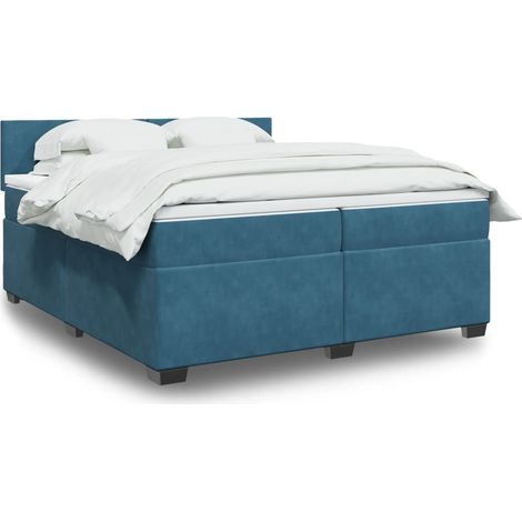 vidaXL Sommier à lattes de lit et matelas Bleu 200x200 cm velours (1/5)