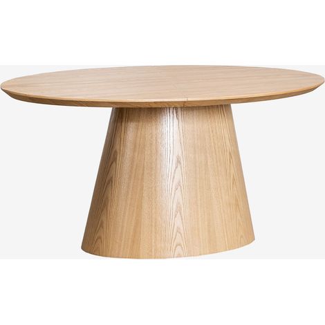Table de salle à manger ovale extensible 160-200x100 cm en MDF et placage Gala SKLUM
