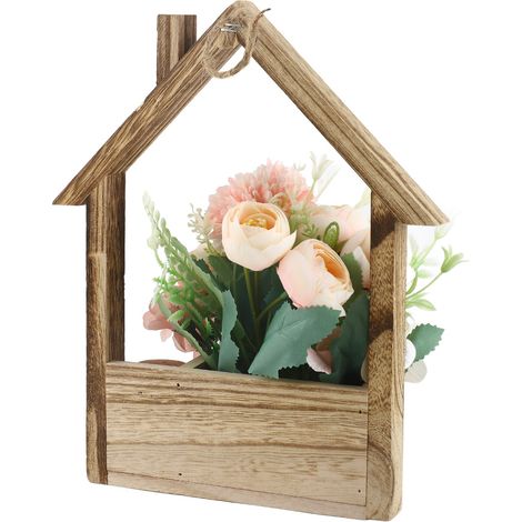 Suspension murale fleurs artificielles déco originale cache-pot floral avec bouquet synthétique pour maison salon 1 pièce (1/4)