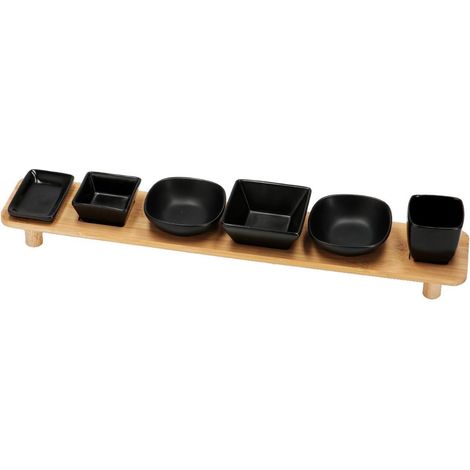 Set 6 Ciotoline Snack con Vassoio in Bamboo 50 x 8,5 cm (1/2)