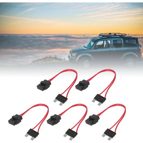 Ensemble de 5 connecteurs porte-fusibles automobiles, ATM 20 ampères 16AWG, porte-fusible à lame mini mince standard avec 5 fusibles à lame, ACL grande taille 29,2 mm. (1/5)