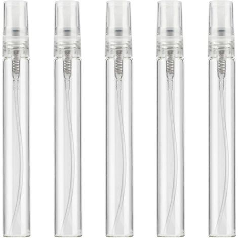 5 Pièces 10 ML Gazon Parfum Flacon Vaporisateur Transparent Atomiseur Rechargeable Petits Contenants De Liquide Vides à Brume Fine pour Huiles Essentielles (1/5)