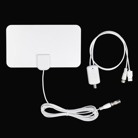1 Antenne TV Intérieure HD TNT 4K, Amplificateur Signal 120km, Câble 4m, Connecteur USB (1/4)