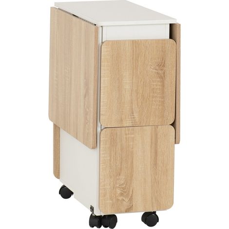 Seymore Stowaway Dining Set - L60 x W78 x H120 cm - Oak Effect/White
