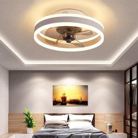 Ventilador de techo de 40 cm con luz, funcionamiento silencioso, 6 velocidades, regulable, 3 colores para cada estación, color negro. (1/5)