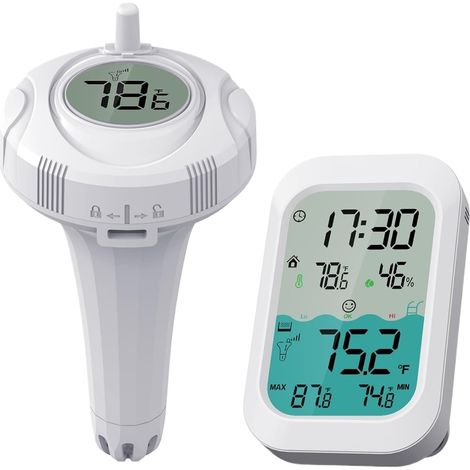 Thermomètre à Eau Thermomètre De Piscine Sans Fil, Étanche, Flottant, Moniteur De Température, Piscine, Baignoires For Bébés, Aquariums, Étangs, Horloge (1/4)
