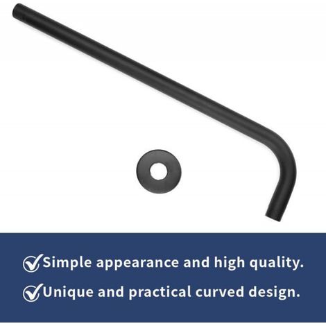 Bras de douche, bras de douche de tête 40 cm rond accessoire de salle de bain mural pour pomme de douche, acier inoxydable (noir) (1/5)