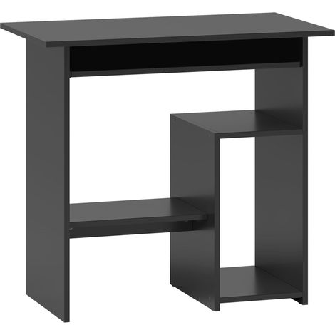 Bureau compact avec étagères ouvertes et rangement, 80 x 45 x 75 cm, noir (1/5)
