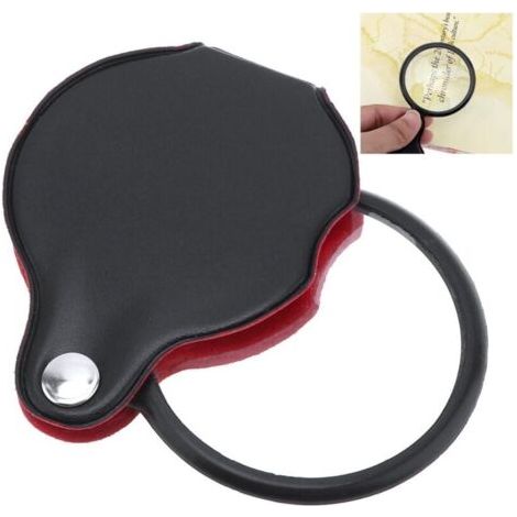 Loupe Pliable Portable 1050 Mini 8X en Verre Optique Noir avec Étui Cuir pour Bijoux Timbres Pièces Bureau Voyage (1/4)