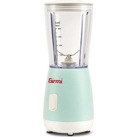 Girmi FR06 Frullatore, 170W, Capacità 400cc, 4 Lame INOX, Funzione PULSE, Bicchiere Graduato, Dispositivo di Sicurezza, Facile da Pulire, Verde Azzurro