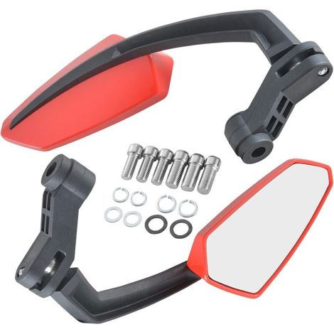 Motorrad-Lenkerendenspiegel, Seitenspiegel, roter Motorrad-Rückspiegel, 10-mm-/8-mm-Gewindebolzen, verstellbare Halterungen für Kawasaki, Suzuki, Honda, Victory, Chopper