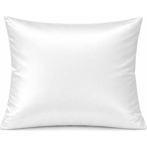 Federa 50x60 bianca per cuscino in raso di cotone polacco, segnalibro per hotel (1/5)