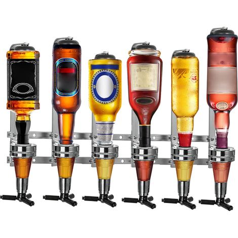 6 Bottle Optics for Home Bar Wall Mounted 6 x 30ml Bar Butler Drinks Stand for Spirits Aluminum Alloy Optic Spirit Barware Set for Home Pub Kitchen Bar (1/5)