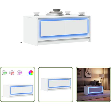 vidaXL LED-Couchtisch Weiß Holzwerkstoff (1/5)