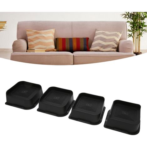 4 clous trapézoïdaux en forme de L pour augmenter la hauteur pointes supérieures en forme de L bandes de caoutchouc inférieures pour pieds de lit, pieds d'armoire, pieds de canapé, pieds de table an (1/5)