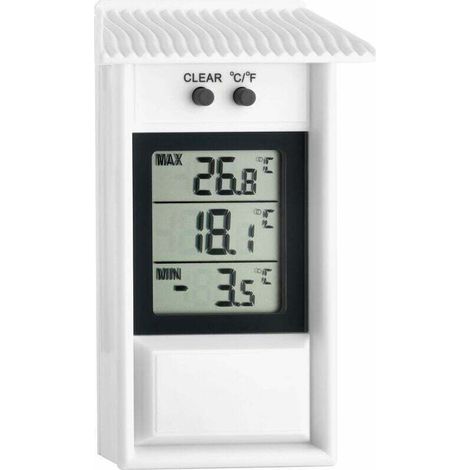 Thermomètre numérique Maxima-Minima, résistant aux intempéries, convient à une utilisation intérieure et extérieure, blanc (1/4)