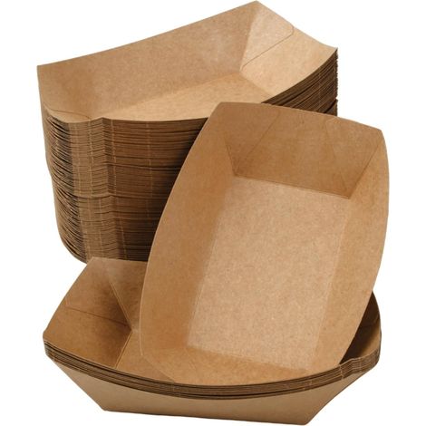 100 Pièces Boîte en Papier Kraft pour Salade, Boîte à Frites Bol de Restauration Rapide en Carton Papier Kraft Boîte pour Frites Curry Intestin Salade Barbecue Sushi Snack Pack Bateau Box (1/5)