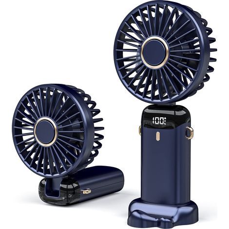 Beijiyi – Mini ventilateur portable USB 3000mAh – 5 vitesses réglables – Autonomie 8 à 12 heures – Pliable pour voyage et bureau – Bleu (1/5)