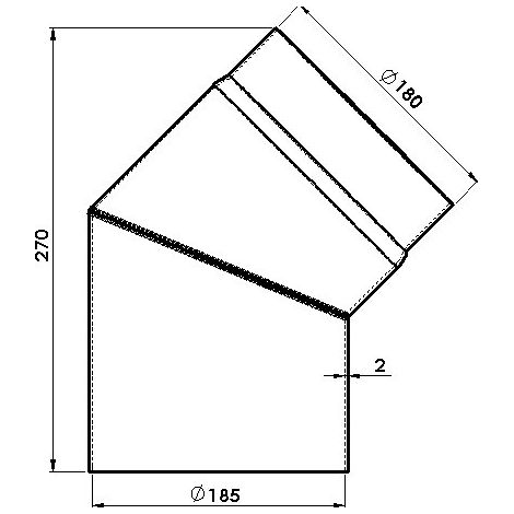 Rauchrohrbogen ø180 mm, 45 2mm stark, o. Rein.-tür,starr