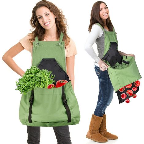 tablier De Rcolte (vert), Sac En Toile Pour La Cueillette Des Fruits - Tablier De Rcolte Ajustable Et De Grande Capacit Avec Ouverture Infrieure E (1/5)