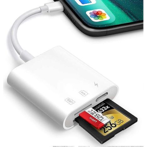 Lecteur de cartes SD pour iPhone et iPad. lecteur et visionneuse de cartes SD pour caméra de chasse Oyuiasle Trail. adaptateur de lecteur de cartes mémoire avec emplacements pour cartes SD et microSD. (1/5)