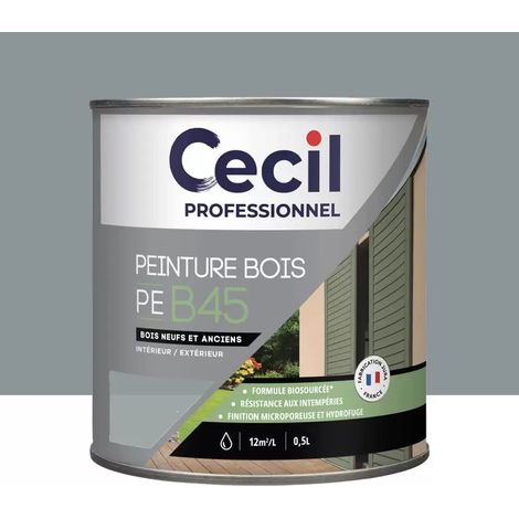 Peinture Bois Acrylique Cécil Professionnel PEB45 Gris Galet 0,5 L (1/2)