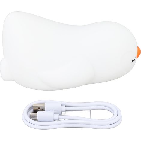 Ortviai Veilleuse en silicone en forme de pingouin, rechargeable USB, lumière LED douce et colorée, 156 x 103 x 72 mm (1/5)